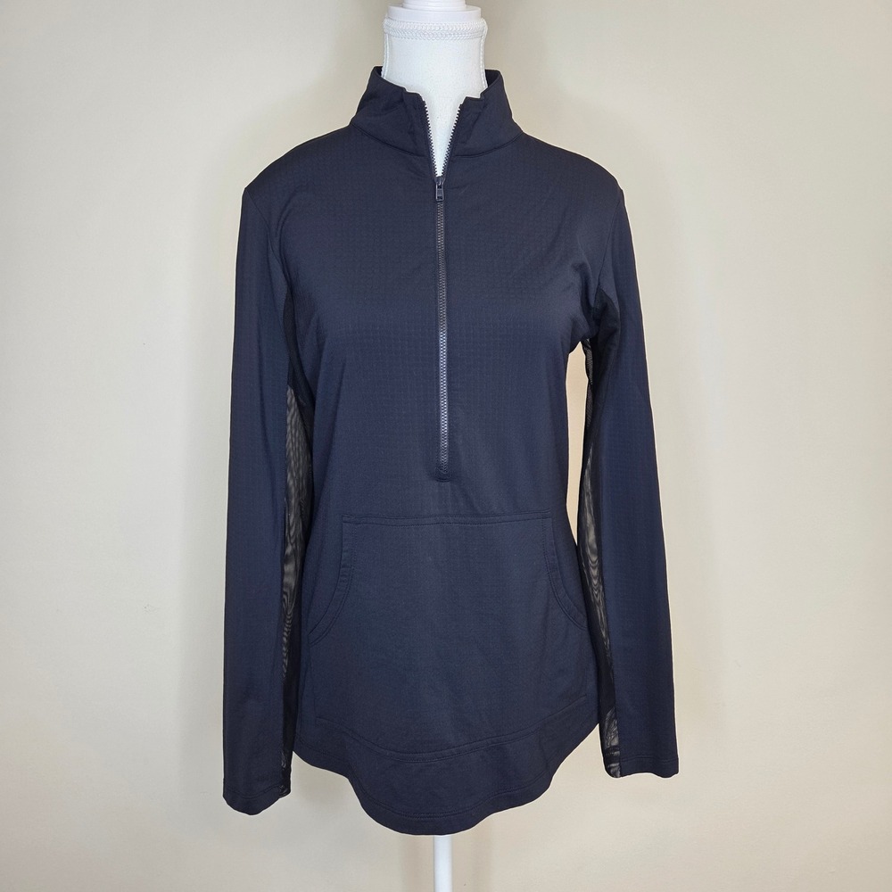 IBKUL Womens‎ Small Black Quarter Zip Sun Shirt Mesh Long Sleeve RN 152356